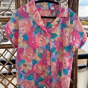 Vintage Women's Floral Button Down Shirt
